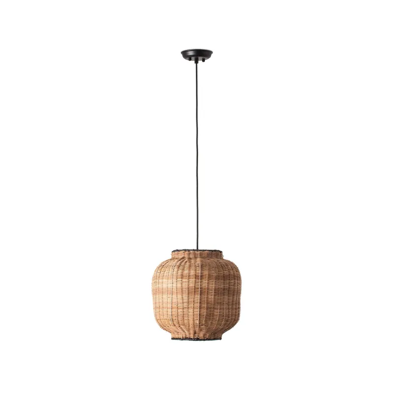 TUPAI Lampe suspension noire/rotin