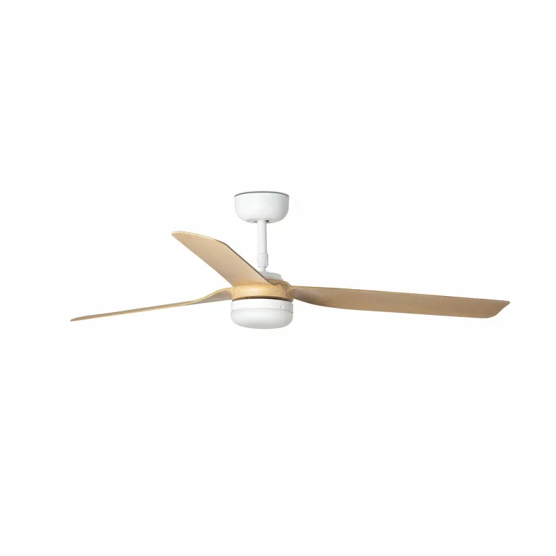 PUNT M LED Ventilateur blanc/bois clair DC
