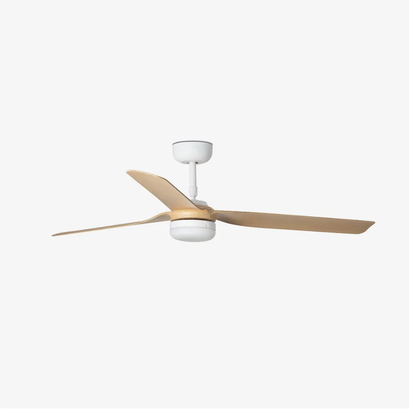 PUNT M LED Ventilateur blanc/bois clair DC