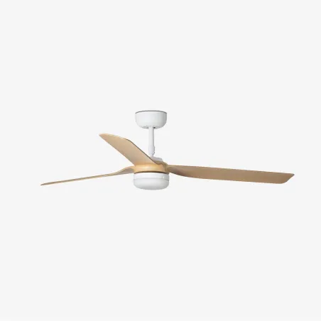 PUNT M LED Ventilateur blanc/bois clair DC