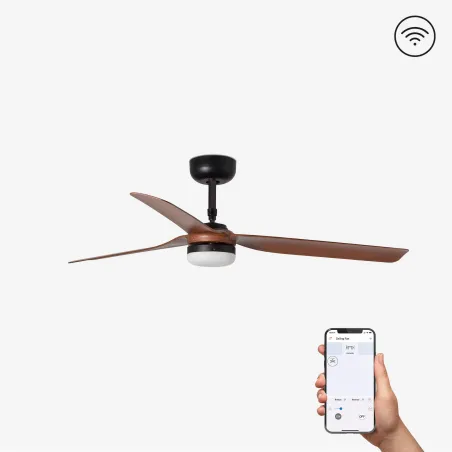 PUNT M LED Ventilateur noir/bois foncé DC SMART