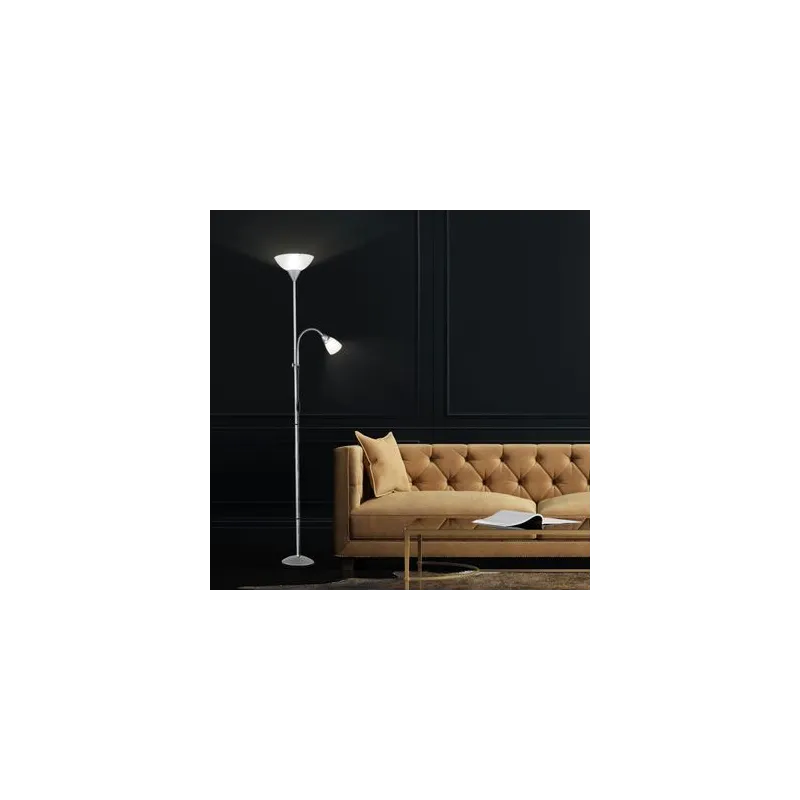 TRIO Lampadaire intérieur titane et blanc ERZWO - Pas cher