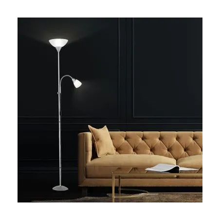 TRIO Lampadaire intérieur titane et blanc ERZWO - Pas cher