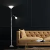 TRIO Lampadaire intérieur titane et blanc ERZWO - Pas cher