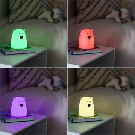 Veilleuse de nuit led rgb a piles ours
