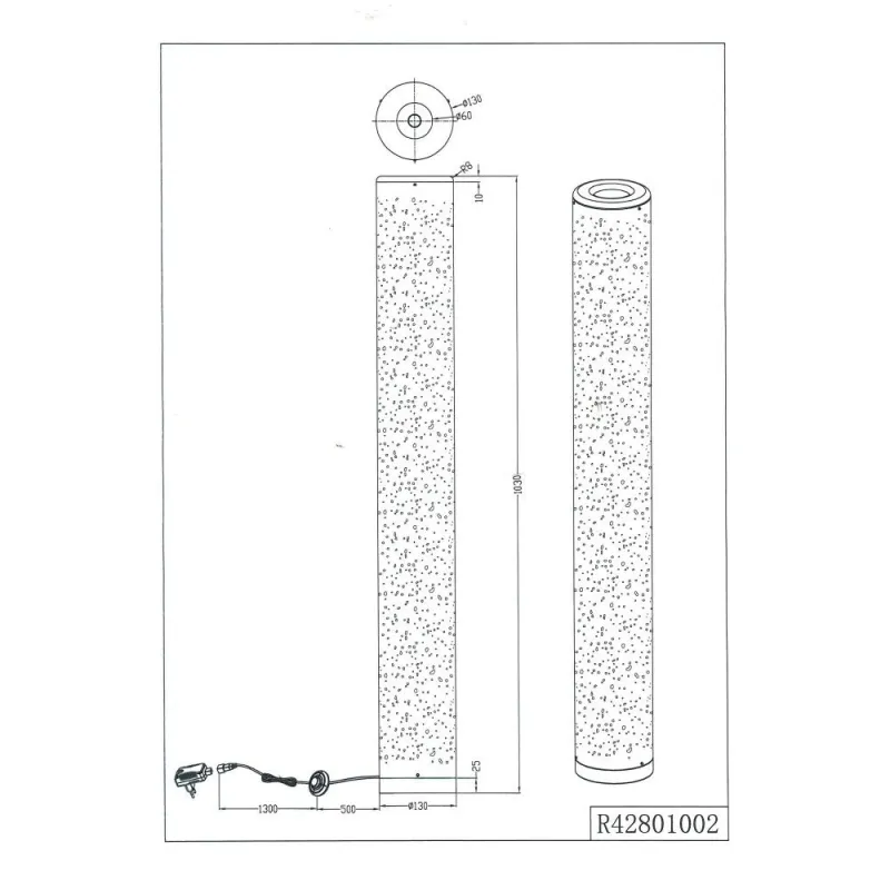 Lampadaire Intérieur Tissu noir 230V. LED 3000K 800lm.