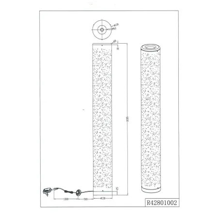 Lampadaire Intérieur Tissu noir 230V. LED 3000K 800lm.