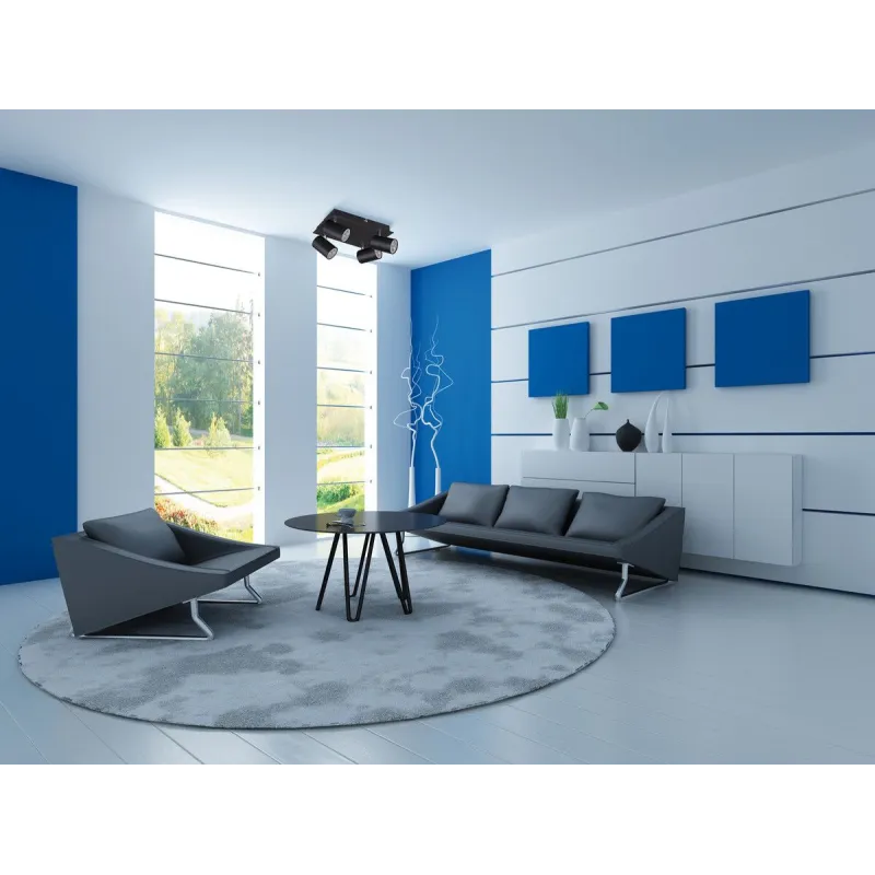 Plafonnier applique noir 4 têtes orientables EVALO EL-4O B-SR