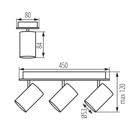 Plafonnier noir applique 3 têtes orientables-EVALO EL-3I B-SR