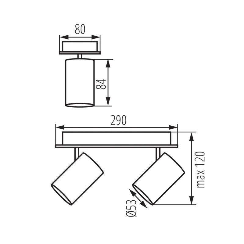 Plafonnier blanc applique 2 têtes orientables EVALO EL-2I W-SR
