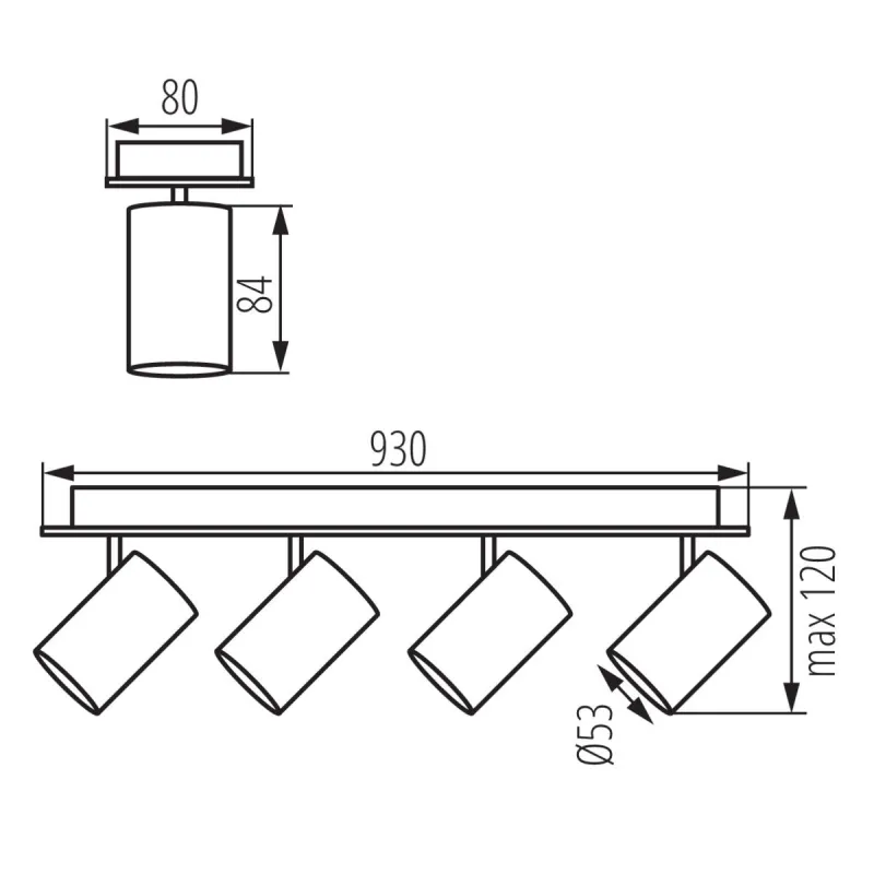 Plafonnier noir applique 4 têtes orientables-EVALO EL-4I B-SR