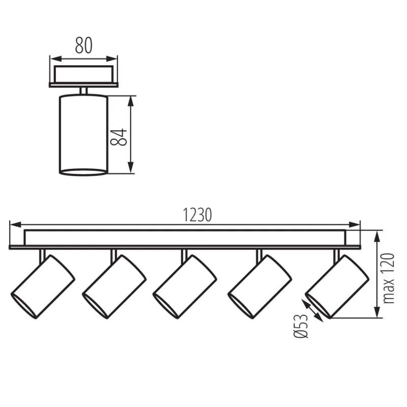 Plafonnier blanc applique 5 têtes orientables-EVALO EL-5I W-SR
