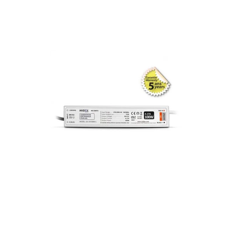 ALIMENTATION POUR LED 100W - 24V DC - IP67 - GARANTIE 5 ANS