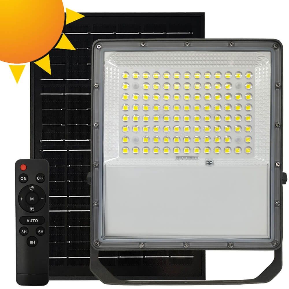 Projecteur LED solaire, détecteur & panneau déporté, intensité 850 lum