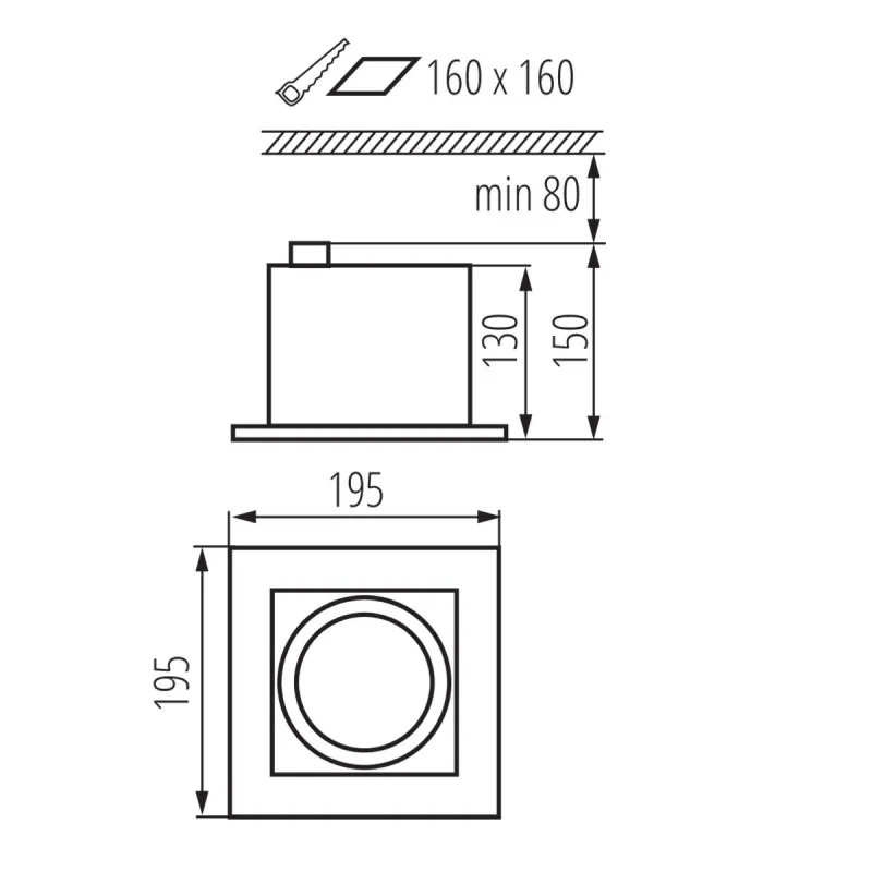 MATEO ES111 DLP-150-W encastrable carré blanc orientable