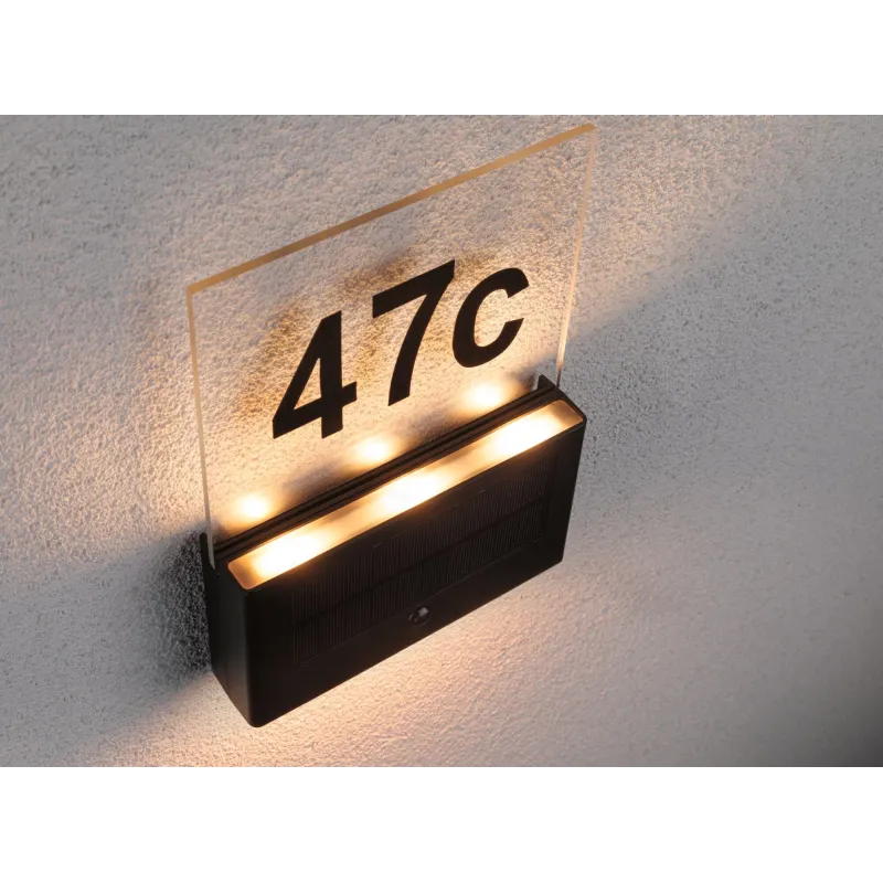 Numéro de maison extérieur solaire Neda IP44 PIR anthracite resp. insectes