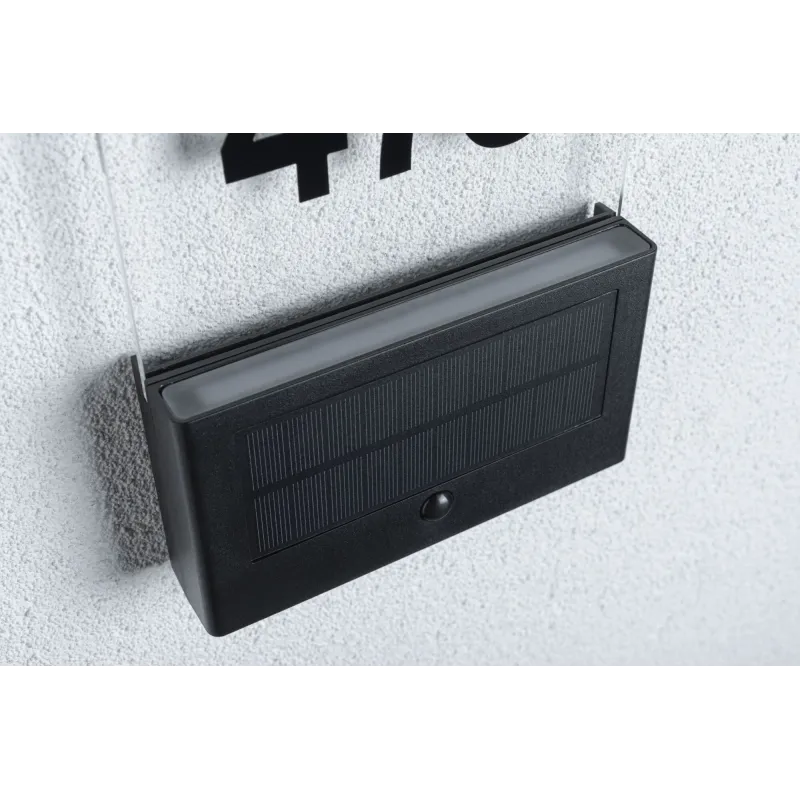 Numéro de maison extérieur solaire Neda IP44 PIR anthracite resp. insectes