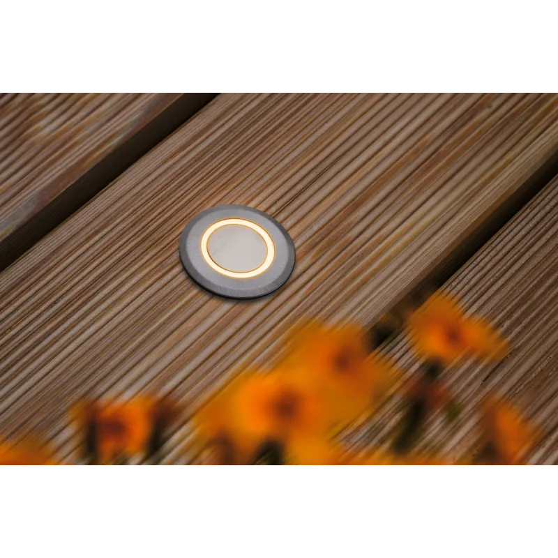 Encastré de sol extérieur 230 V déco IP67, 2,2 W, rond
