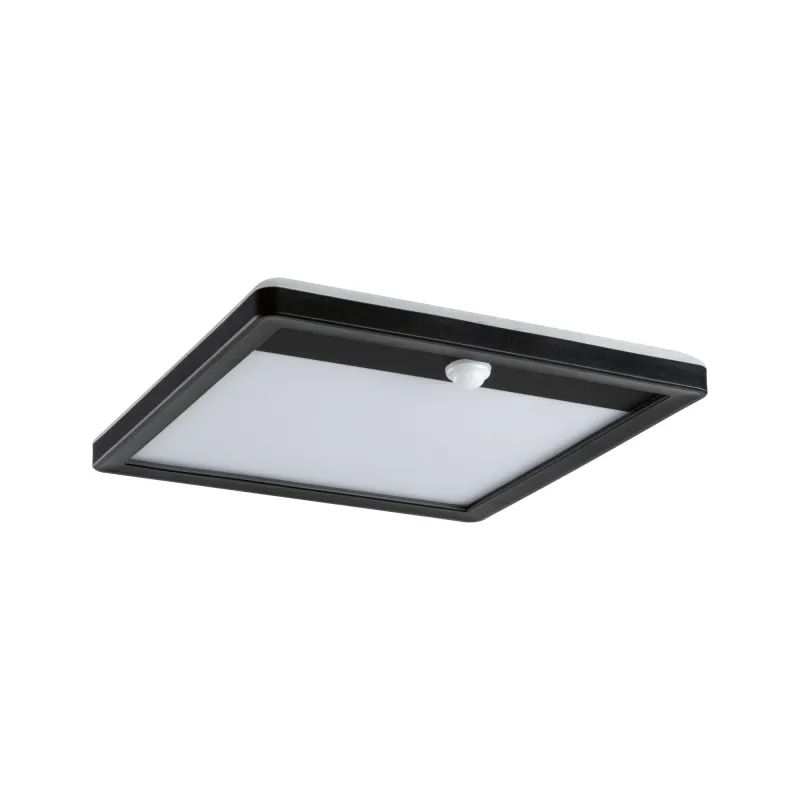 Ext. 230 V Lamina carré PIR noir IP44 14 W 2200 K-3000 K