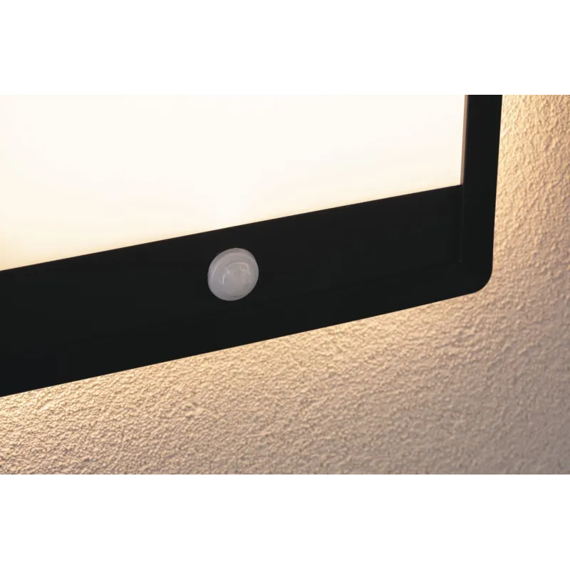 Ext. 230 V Lamina carré PIR noir IP44 14 W 2200 K-3000 K