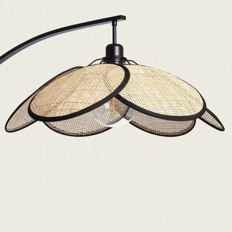 lampadaire-arc-metal-abat-jour-rotin-culot-1xe27