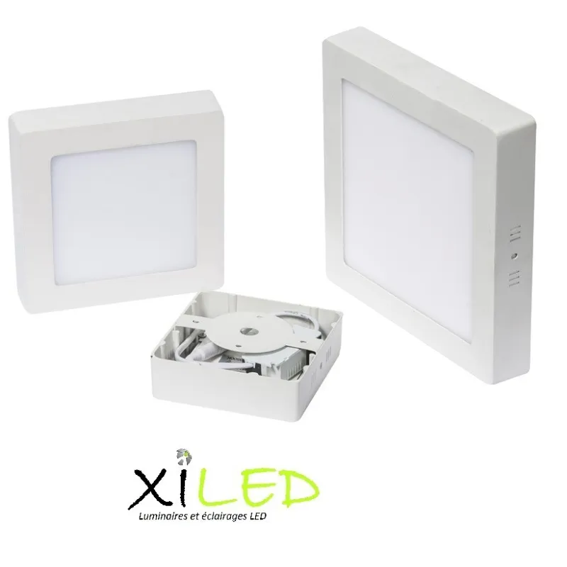 plafonnier carre blanc 18w led installation en saillie 