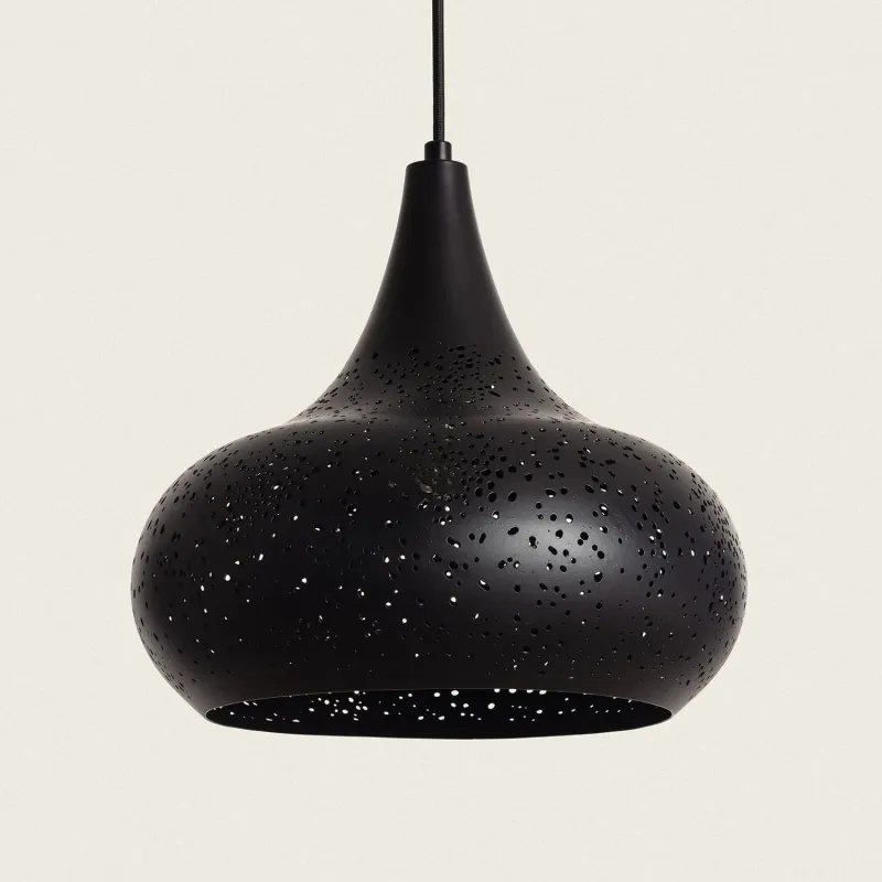 suspension-metal-noir-decoration-perforer-culot-e27