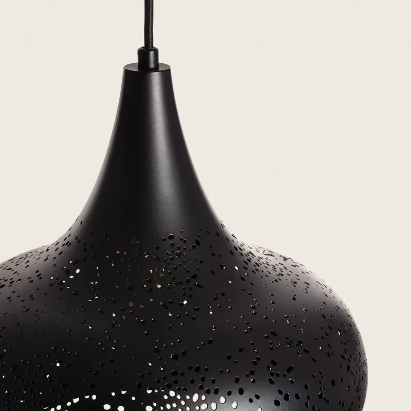 suspension-metal-noir-decoration-perforer-culot-e27