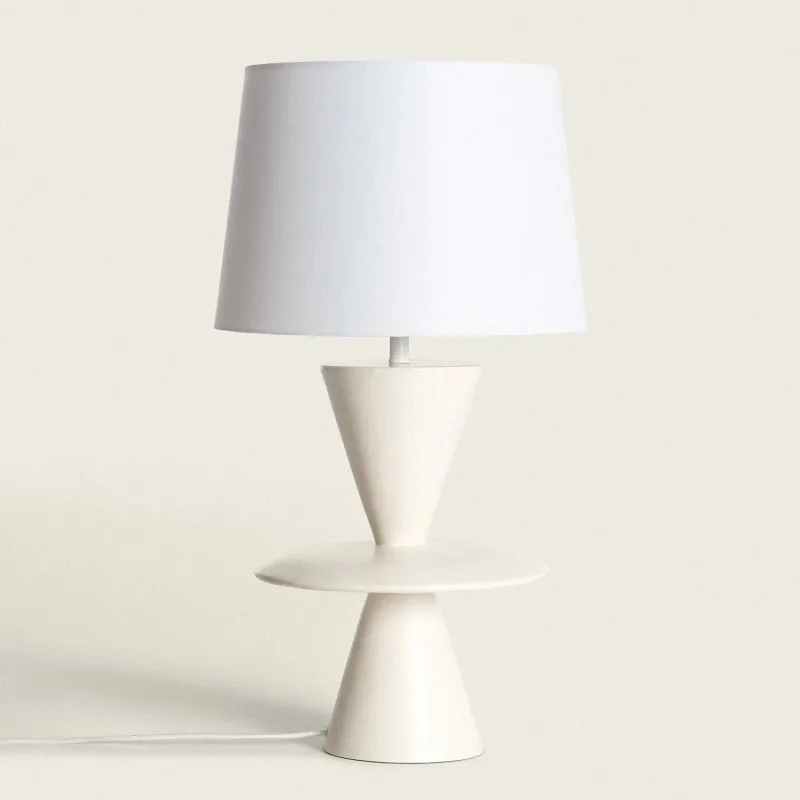 lampe-a-poser-resine-blanche-et-abat-jour-culot-e27