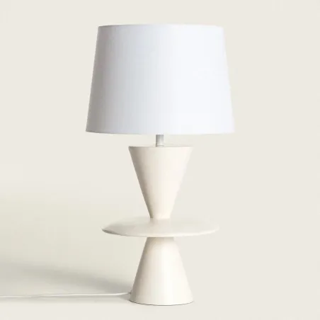lampe-a-poser-resine-blanche-et-abat-jour-culot-e27