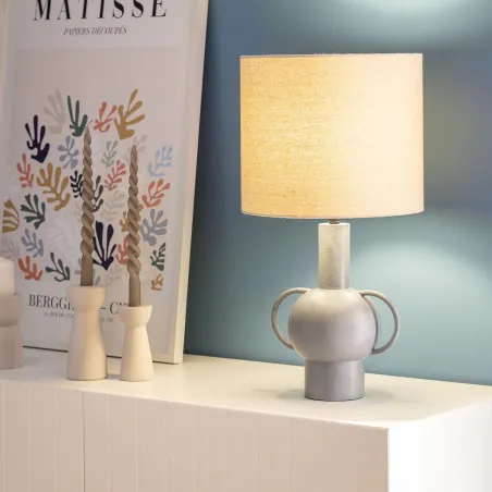 lampe-a-poser-resine-gris-et-abat-jour-culot-e27