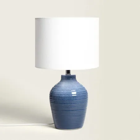 lampe-a-poser-ceramique-bleu-et-abat-jour-blanc-culot-e27