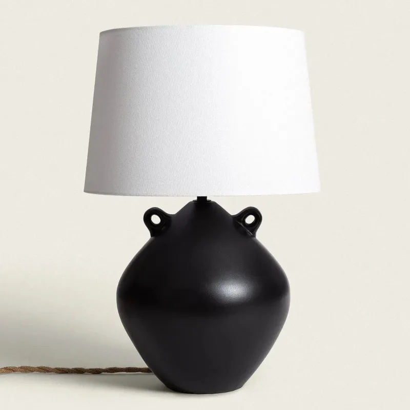 lampe-a-poser-ceramique-noire-et-abat-jour-blanc-culot-e27