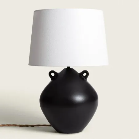 lampe-a-poser-ceramique-noire-et-abat-jour-blanc-culot-e27