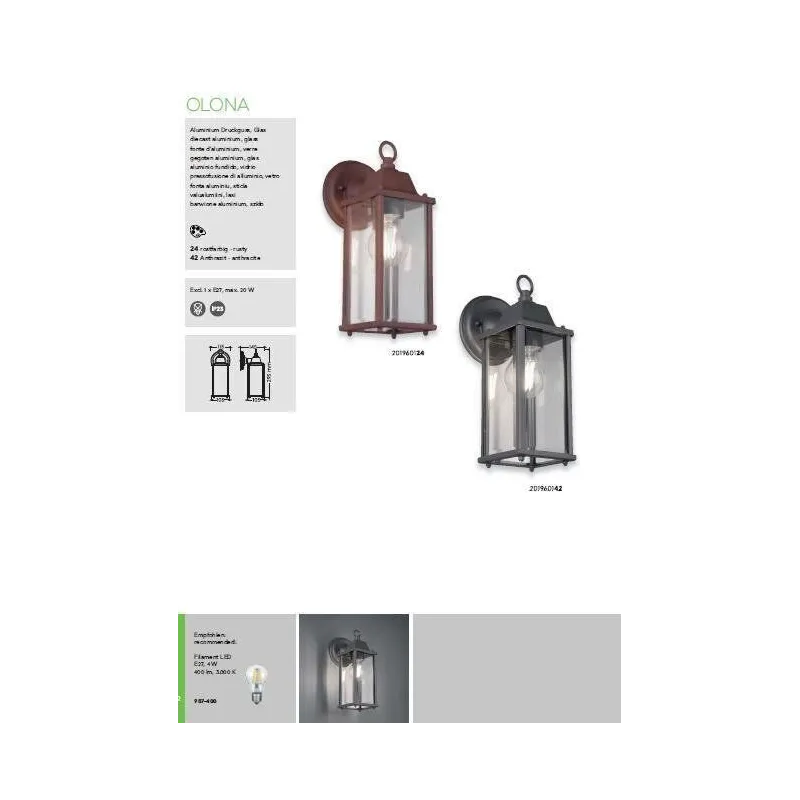TRIO Applique extérieur antracite OLONA - Pas cher