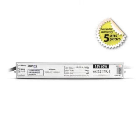 ALIM 12V DC LUMINEUX 60W IP67 5ANS