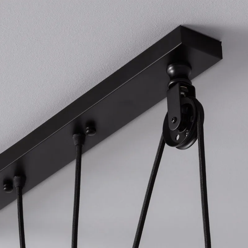 Suspension noire culot e27 effet retro poulie billard