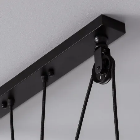 Suspension noire culot e27 effet retro poulie billard