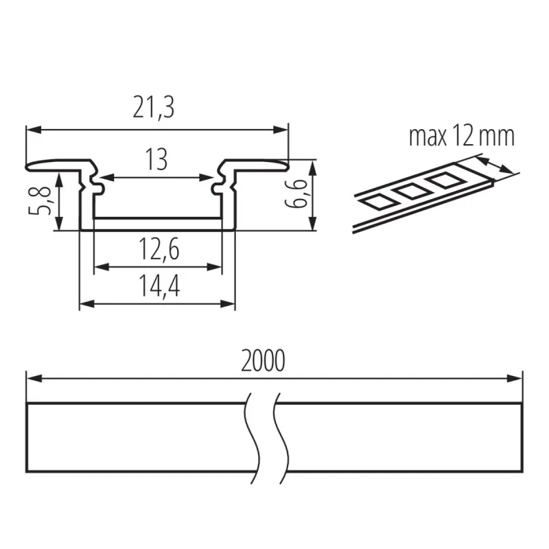 PROFILO K 2m Profilé en aluminium lot de 10