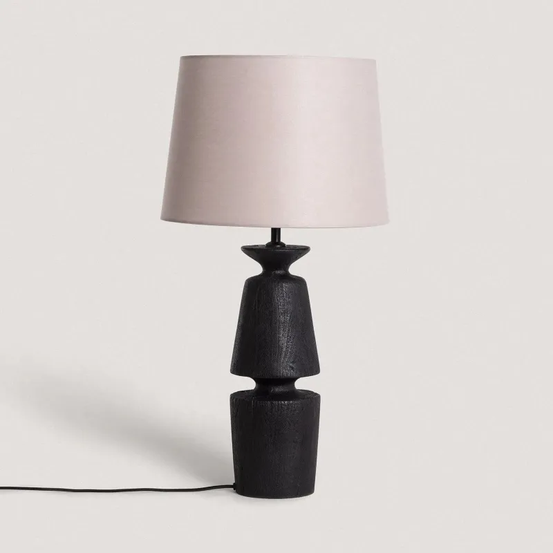 lampe-a-poser-bois-noir-et-abat-jour-tissu-