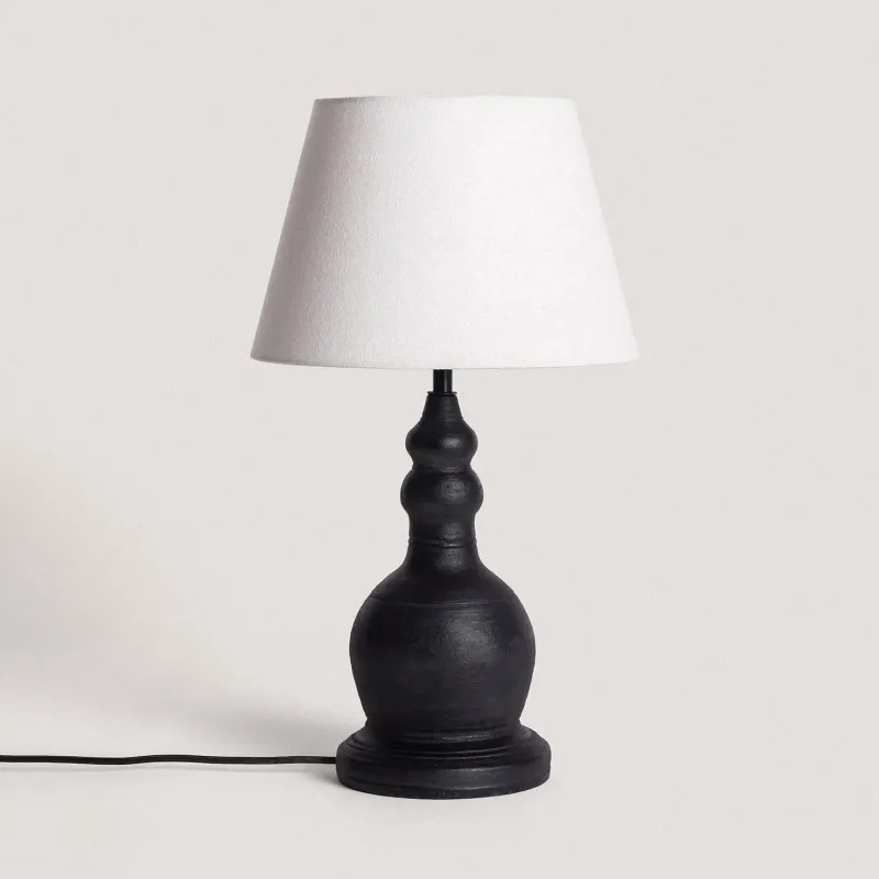 lampe-a-poser-terre-cuite-et-fonte-et-abat-jour-tissu-blanc