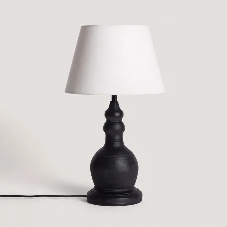 lampe-a-poser-terre-cuite-et-fonte-et-abat-jour-tissu-blanc
