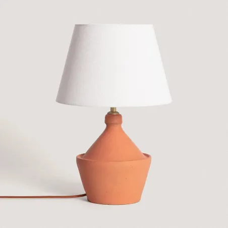 lampe-a-poser-terre-cuite-et-fonte-et-abat-jour-tissu-blanc