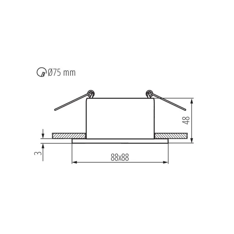 Spot support gu10 encastrable carré GLOZO DSL W/W