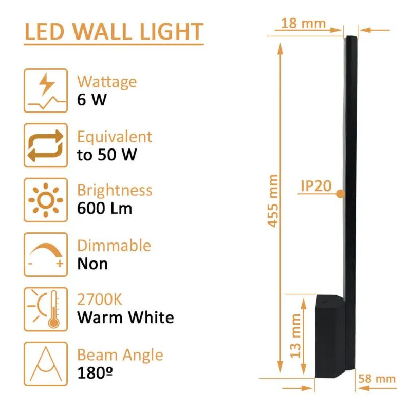 applique-6w-led-2700k-600lm-simple-tige-noire-45cm