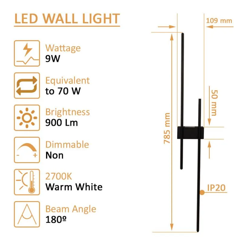 applique-6w-led-2700k-600lm-simple-tige-noire-45cm