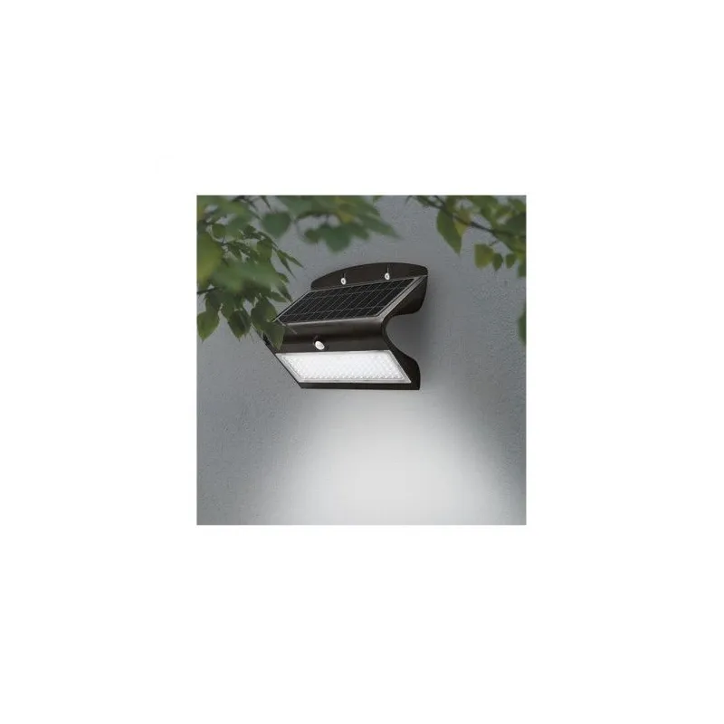 APPLIQUE MURALE LED SOLAIRE 8W 4000K NOIR + DÉTECTEUR