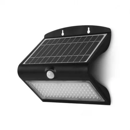 APPLIQUE MURALE LED SOLAIRE 8W 4000K NOIR + DÉTECTEUR