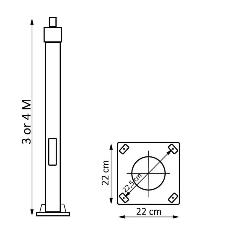 mat-poteau-4-metres-pour-tete-tete-visser-eclairage-public-noir
