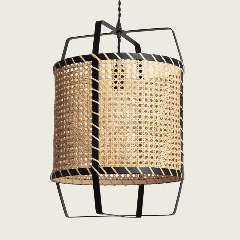 Suspension luminaire suspendu rotin culot e27